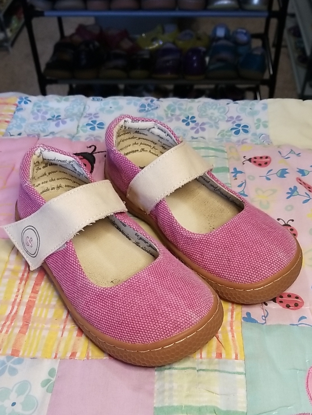 Livie & Luca Pink Canvas Mary Jane Shoes with Cream Strap Size 11 Carta II